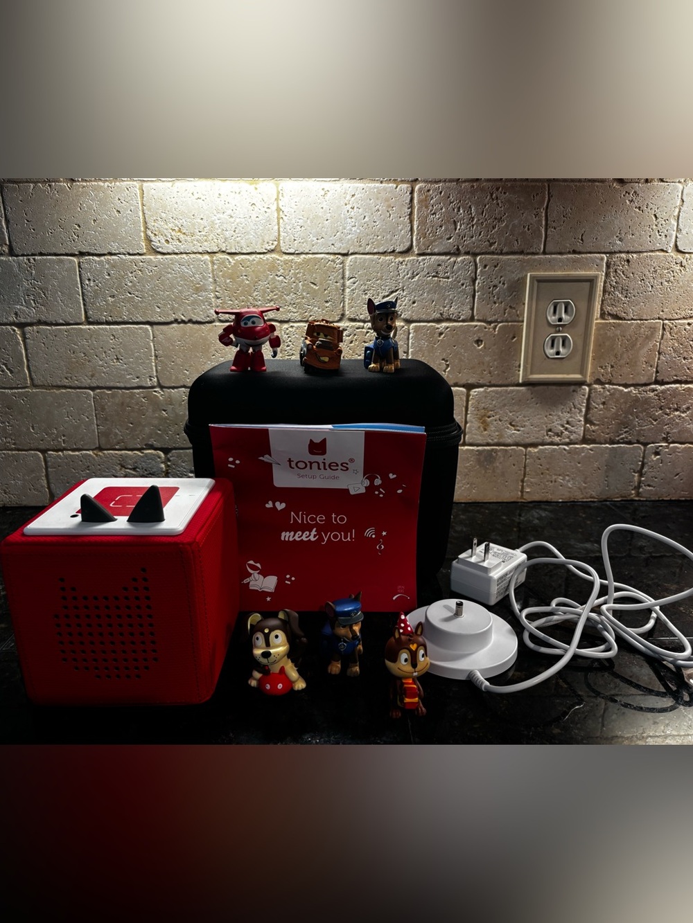 Tonies Starter Set with Carry Case and Figurines - Red/Black BUNDLE!!!